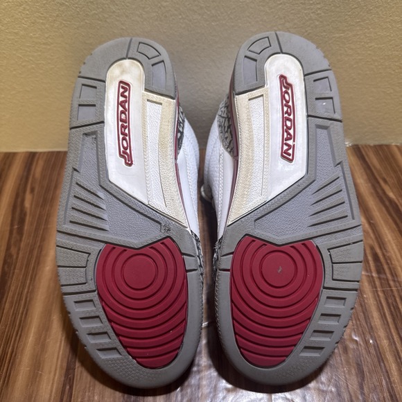 Nike Air Jordan 3 Retro Shoes Kids Size 3Y White Cardinal Red AJ3 429487-126 - Picture 10 of 10